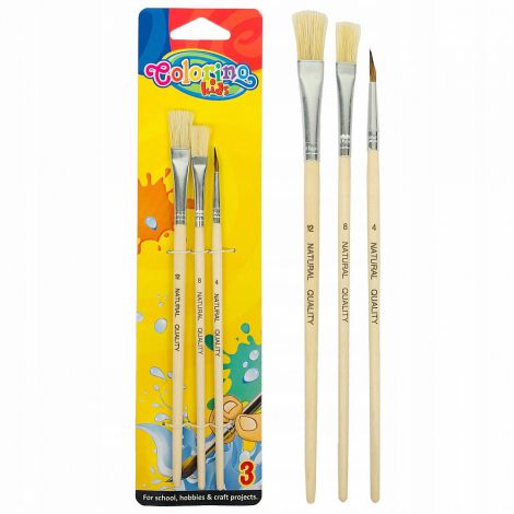 Pędzle Colorino Kids Naturalne, 3szt - 2